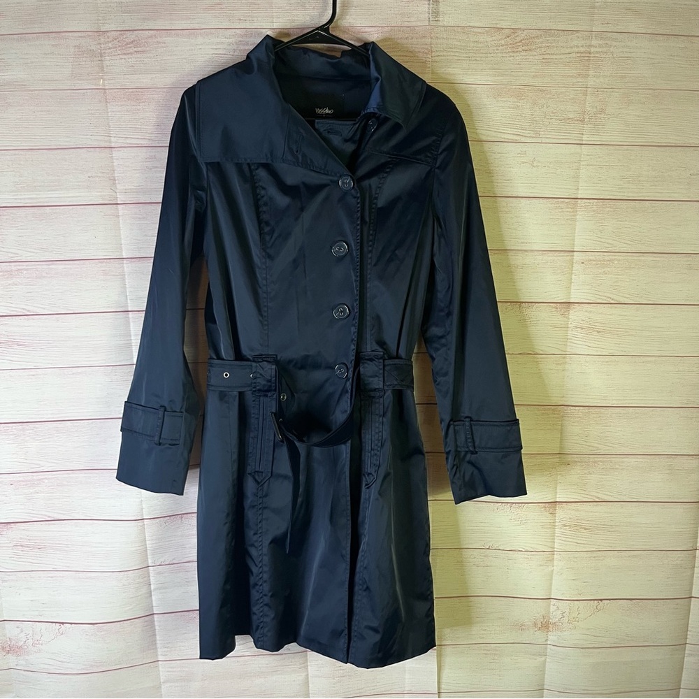 Mossimo Navy Blue Belted Trench Coat Size Small‎